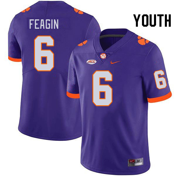 Youth #6 Tavoy Feagin Clemson Tigers College Football Jerseys Stitched-Purple